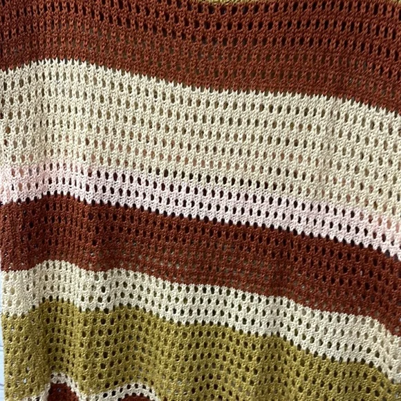 Cato open knit shirt sleeve striped 18/20W sweater - Picture 3 of 7